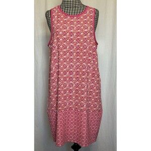 Mud Pie Women’s Size Medium Pink & Orange Geometric Shift Dress Sleeveless